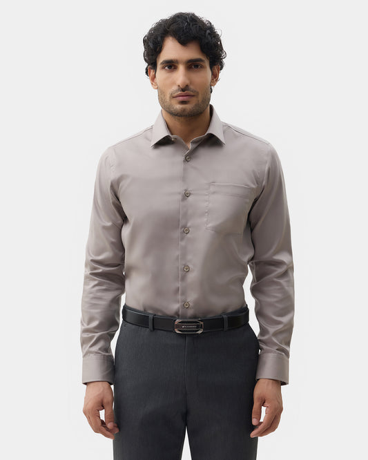 Beige Solid Shirt - Roger