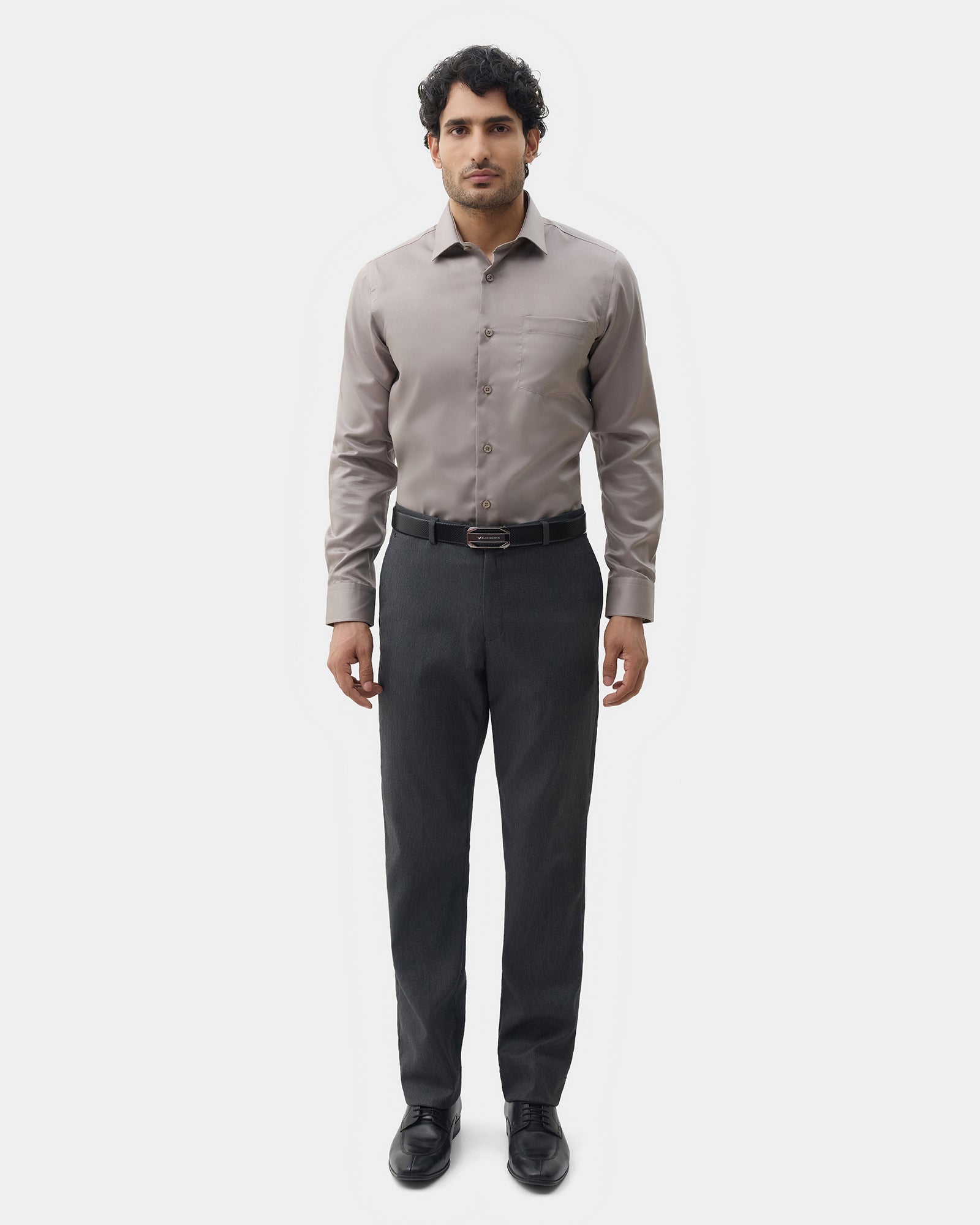 Beige Solid Shirt - Roger