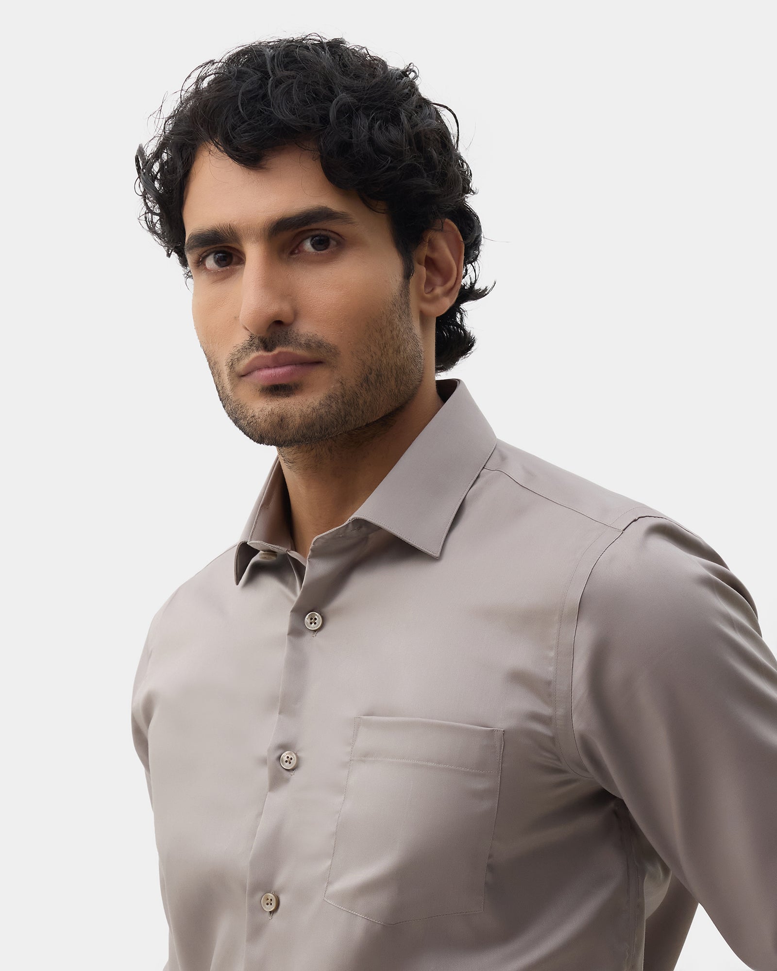 Beige Solid Shirt - Roger