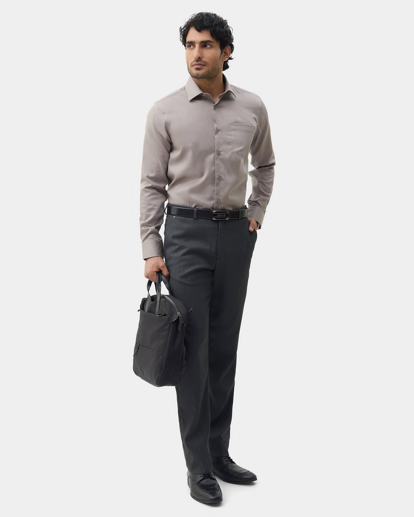 Beige Solid Shirt - Roger