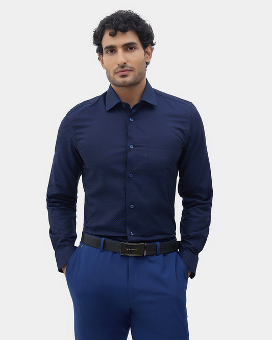 Navy Jacquard Shirt - Purist