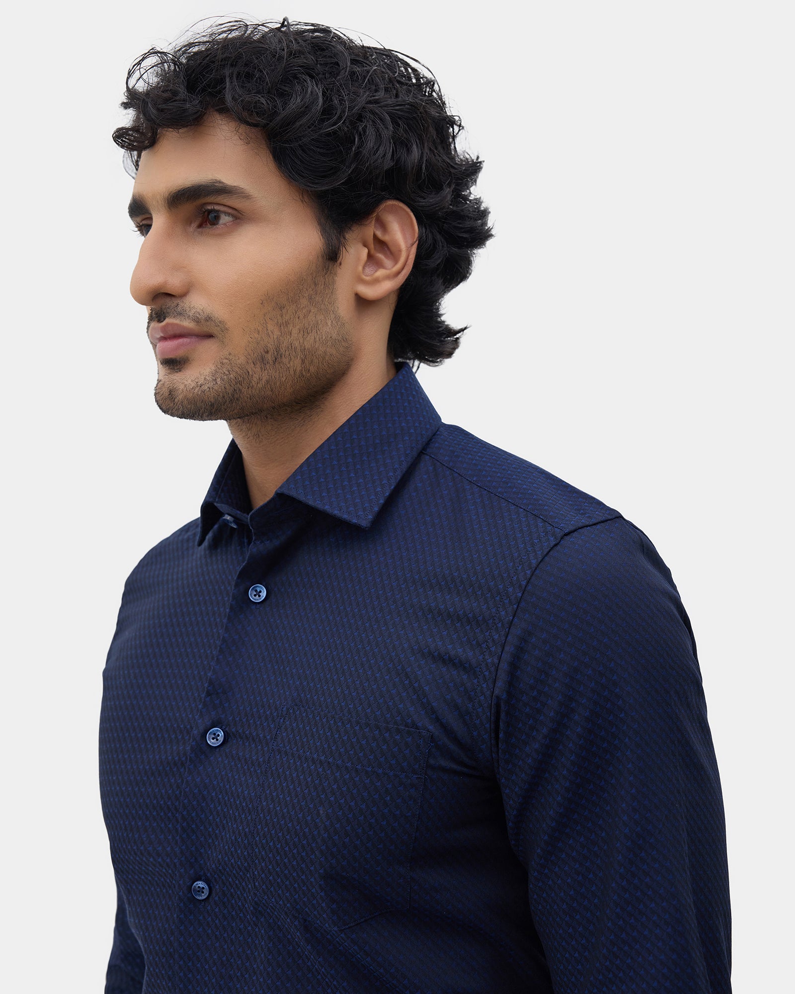 Navy Jacquard Shirt - Purist