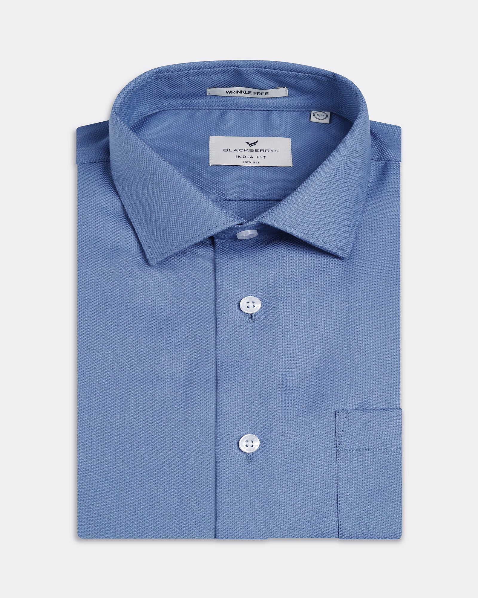 Mid Blue Textured Shirt - Claron