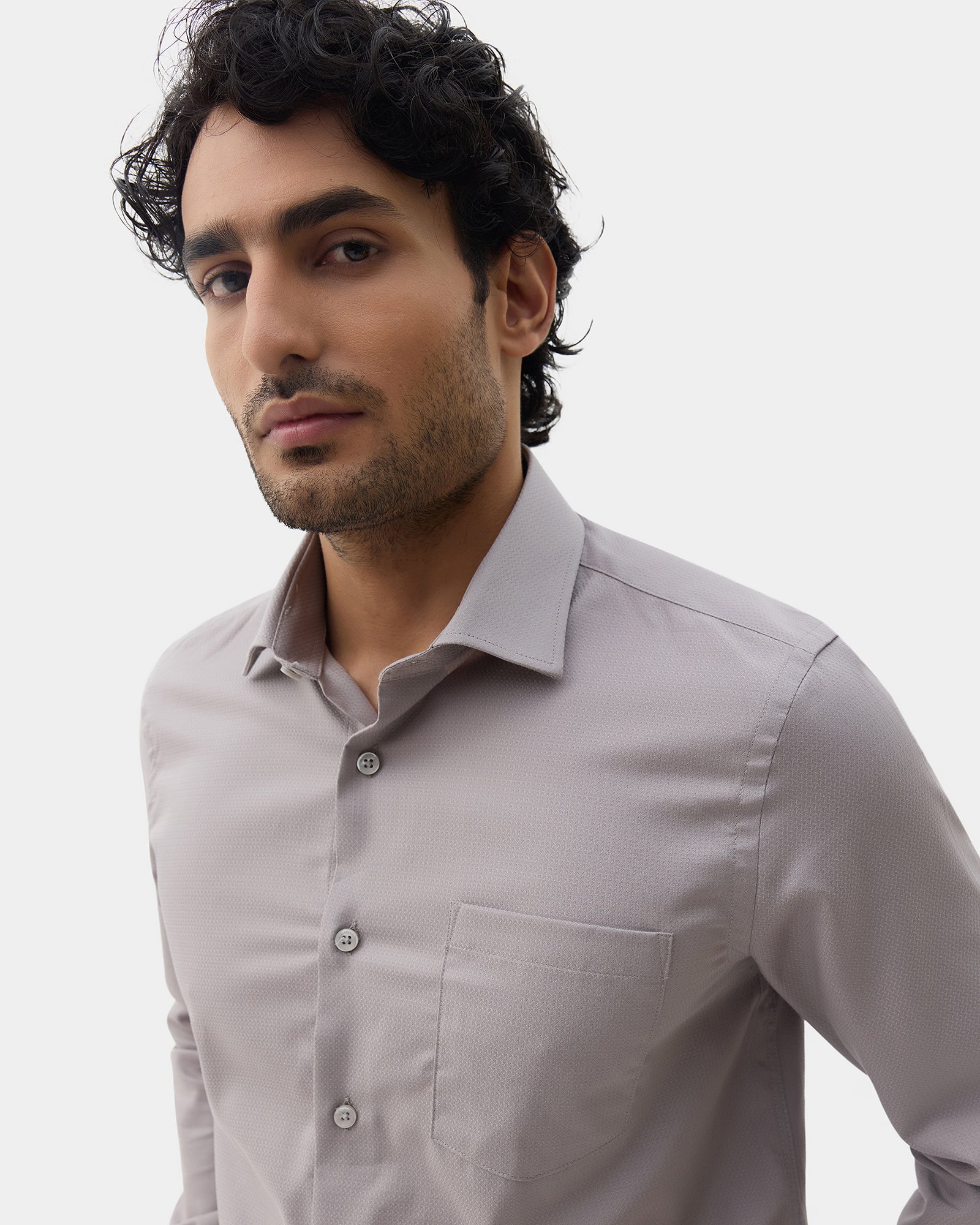 Grey Textured Shirt - Birch