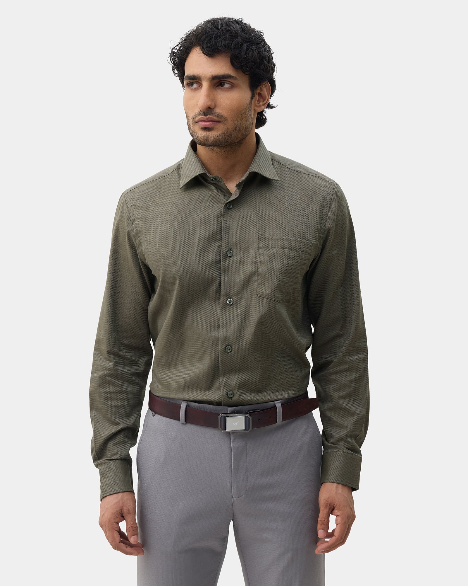 Olive Textured Shirt - Birch