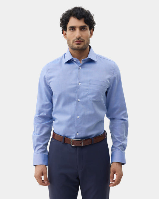 Mid Blue Textured Shirt - Maky