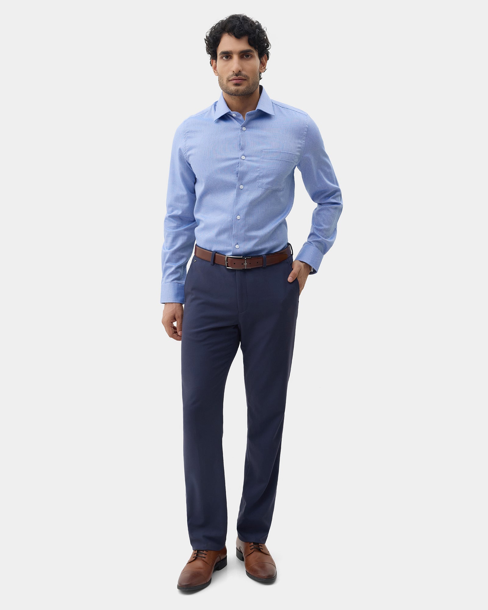 Mid Blue Textured Shirt - Maky