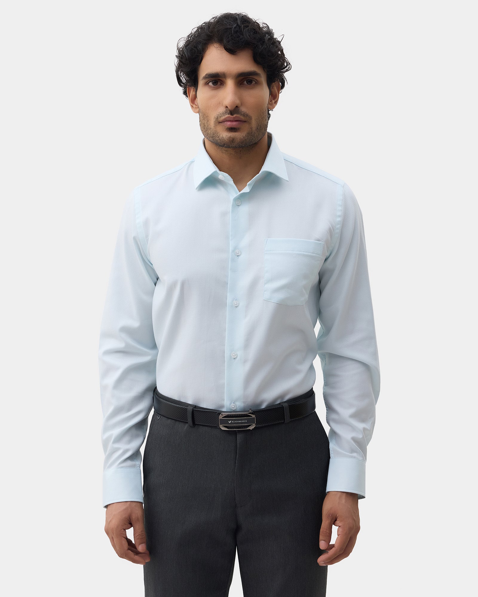 Aqua Green Textured Shirt - Maky