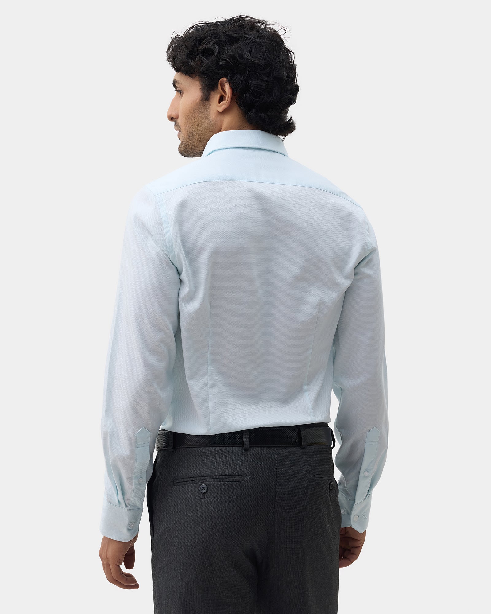 Aqua Green Textured Shirt - Maky