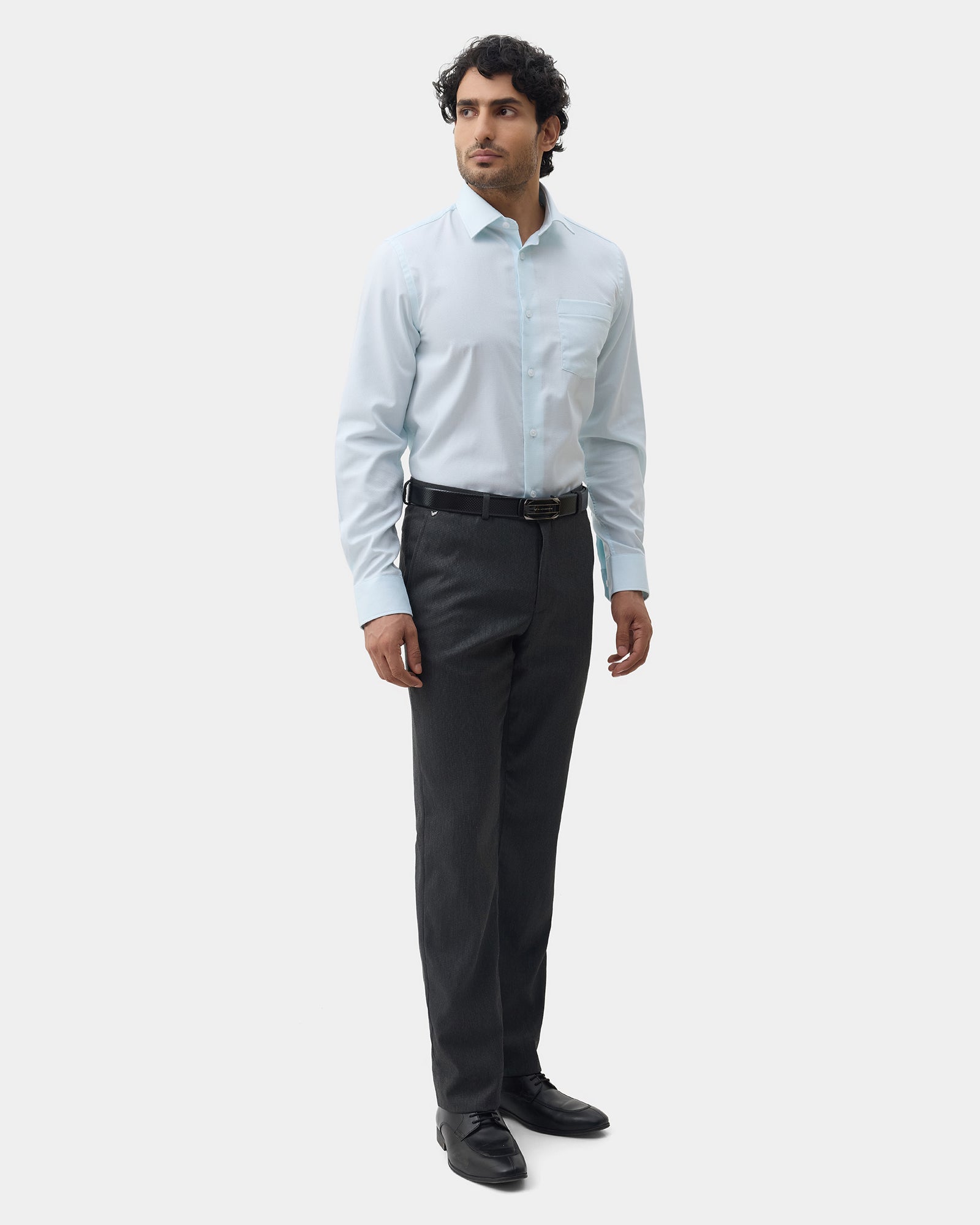 Aqua Green Textured Shirt - Maky