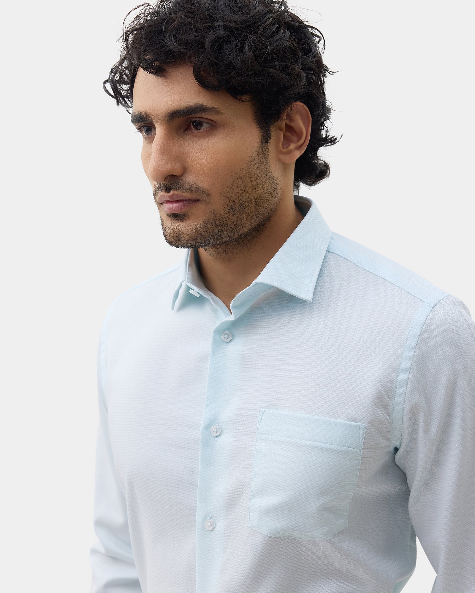 Aqua Green Textured Shirt - Maky