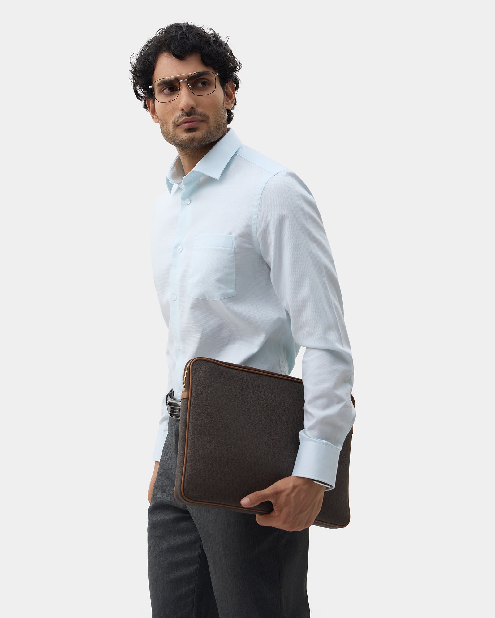 Aqua Green Textured Shirt - Maky