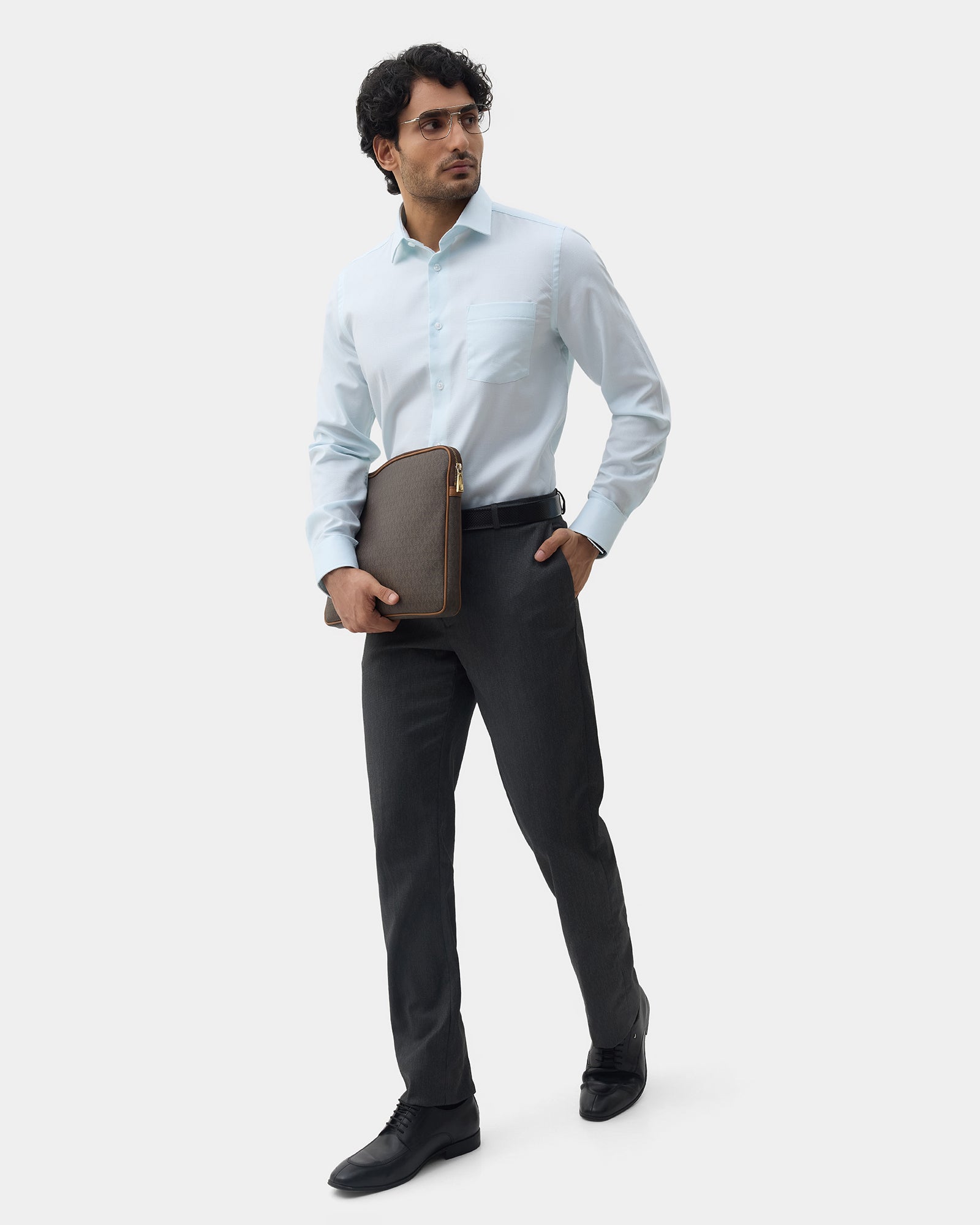 Aqua Green Textured Shirt - Maky