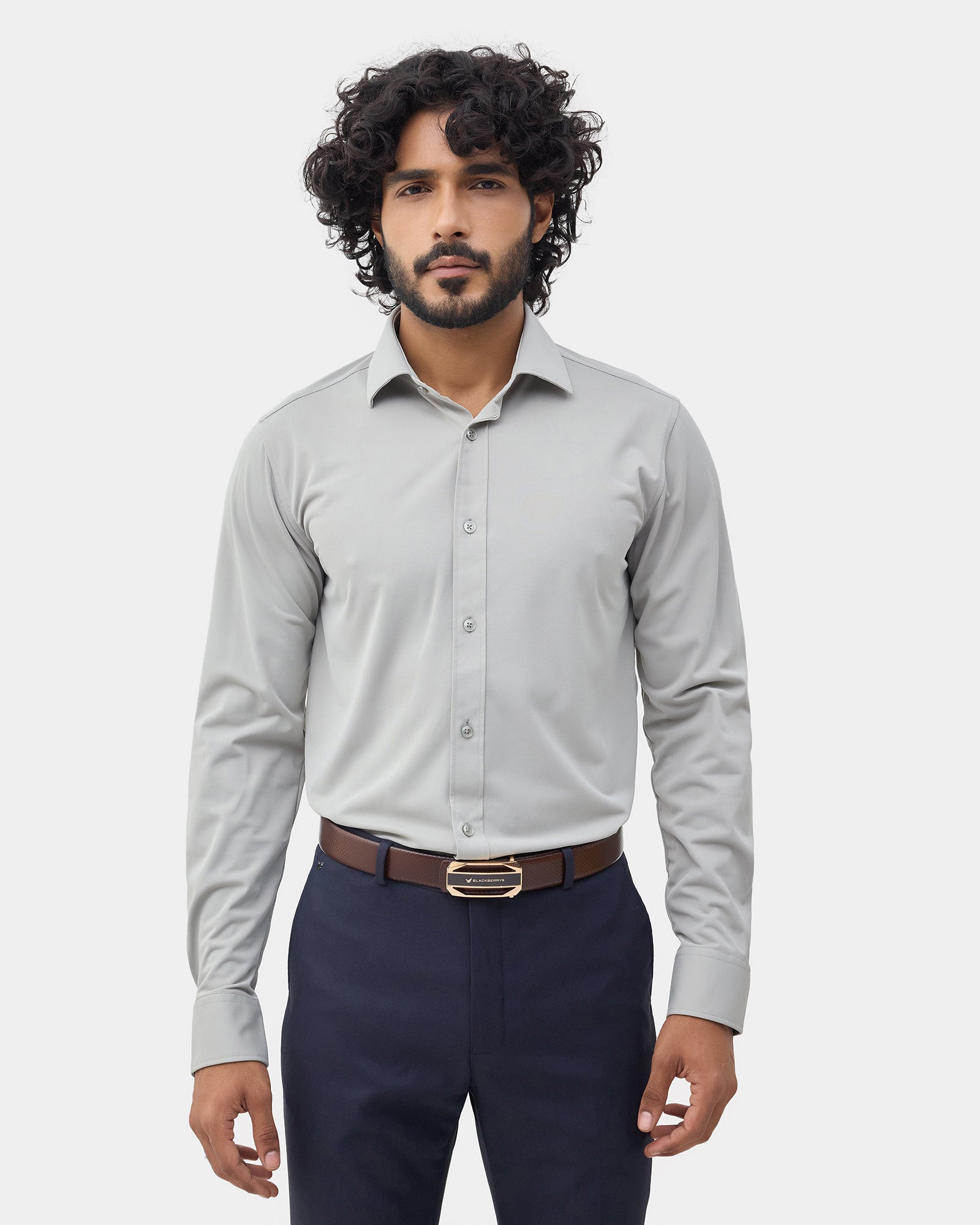 Mid Grey Non Iron Solid Shirt - Electra