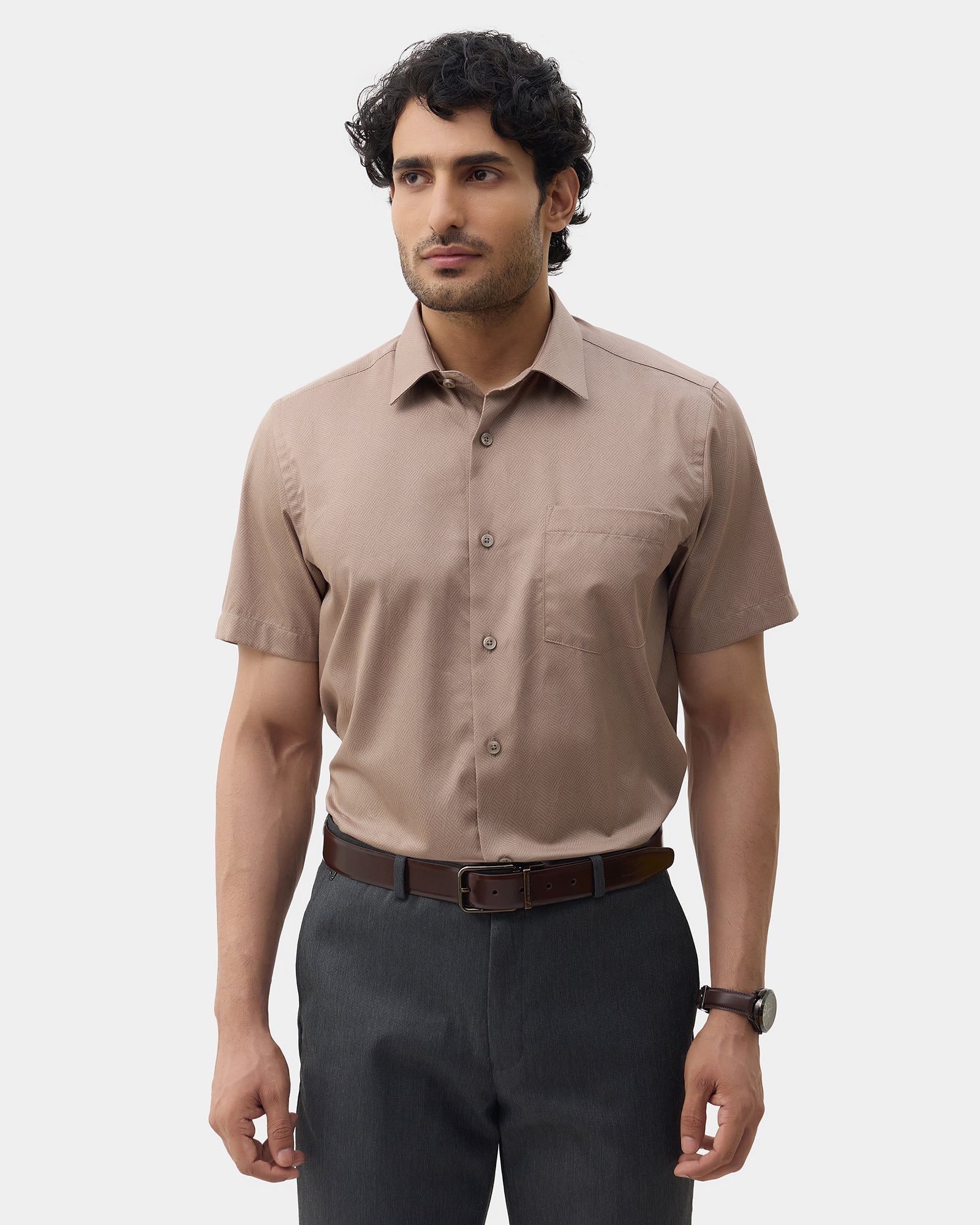 Brown Printed Shirt - Microbus
