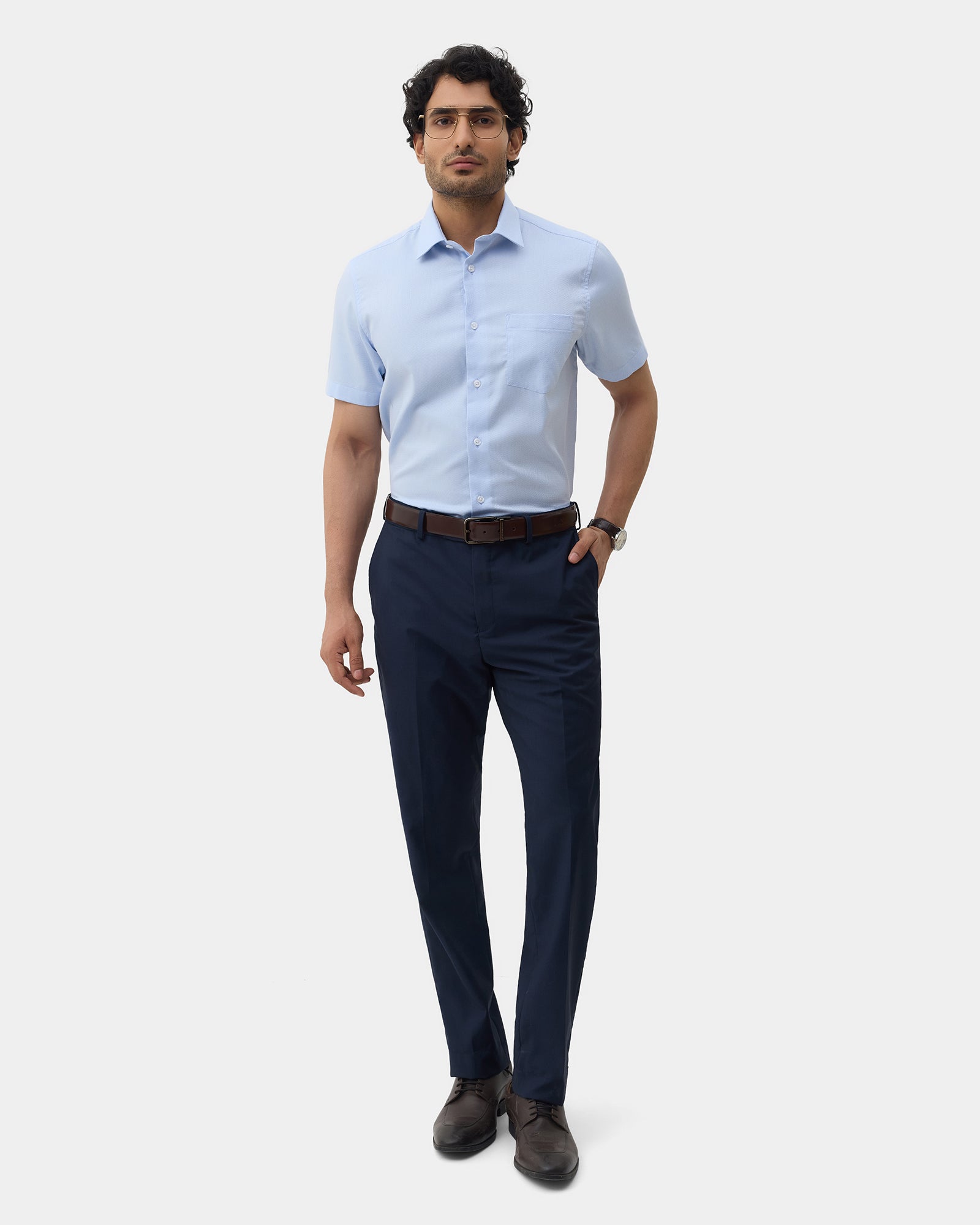 Light Blue Textured Shirt - Maky