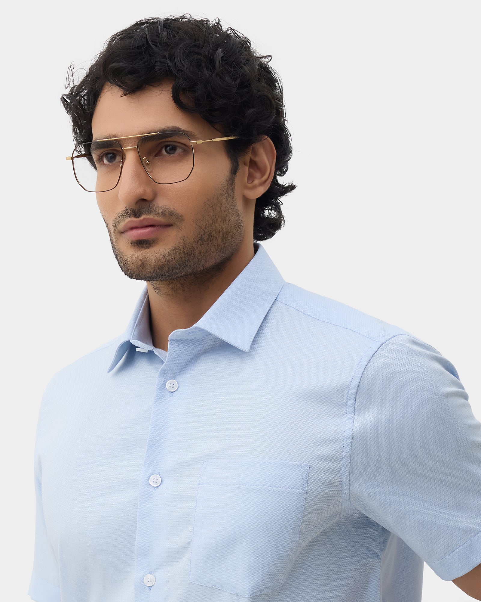 Light Blue Textured Shirt - Maky