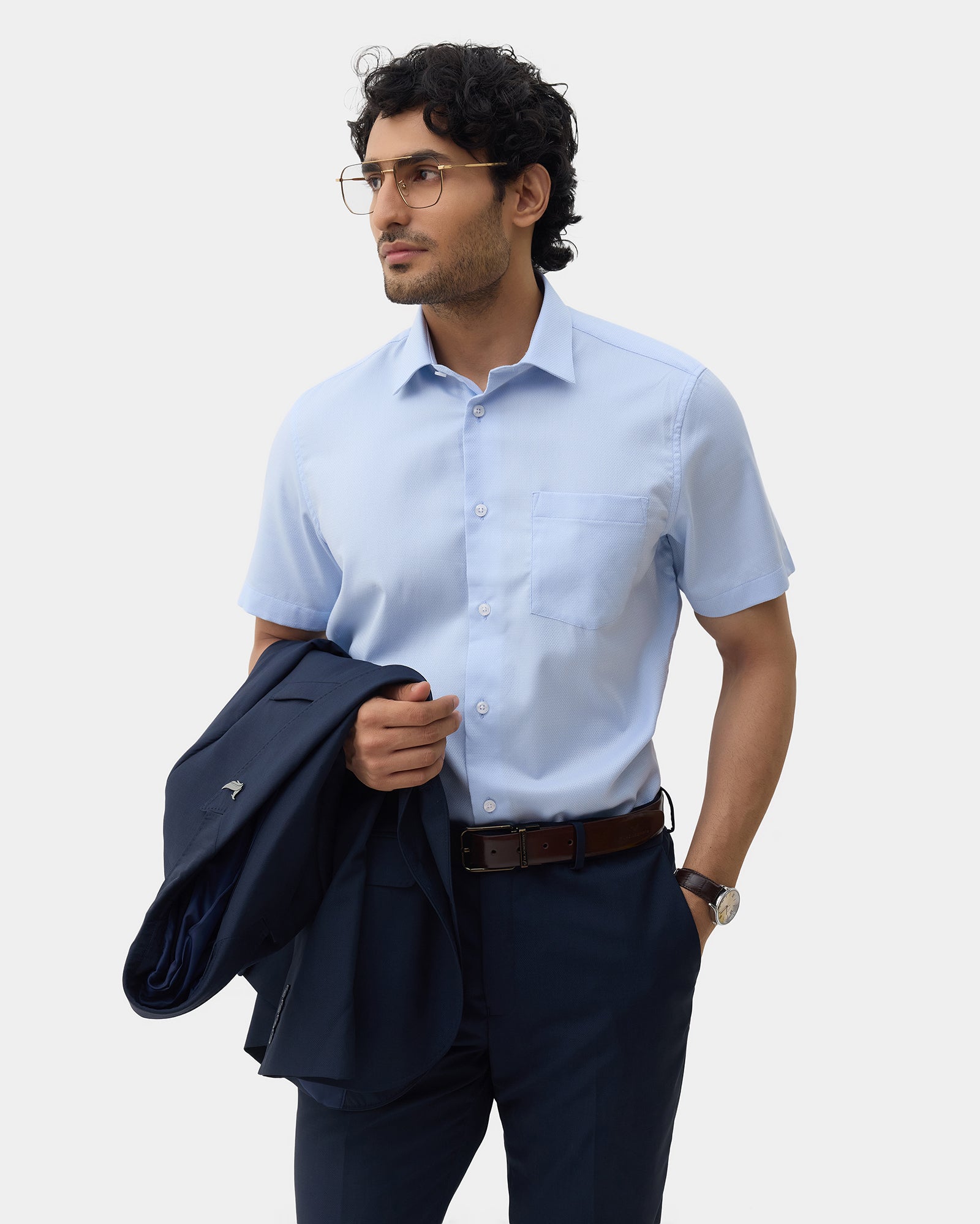 Light Blue Textured Shirt - Maky