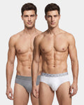 White & Grey Solid Breif Pack of 2 - Aloe