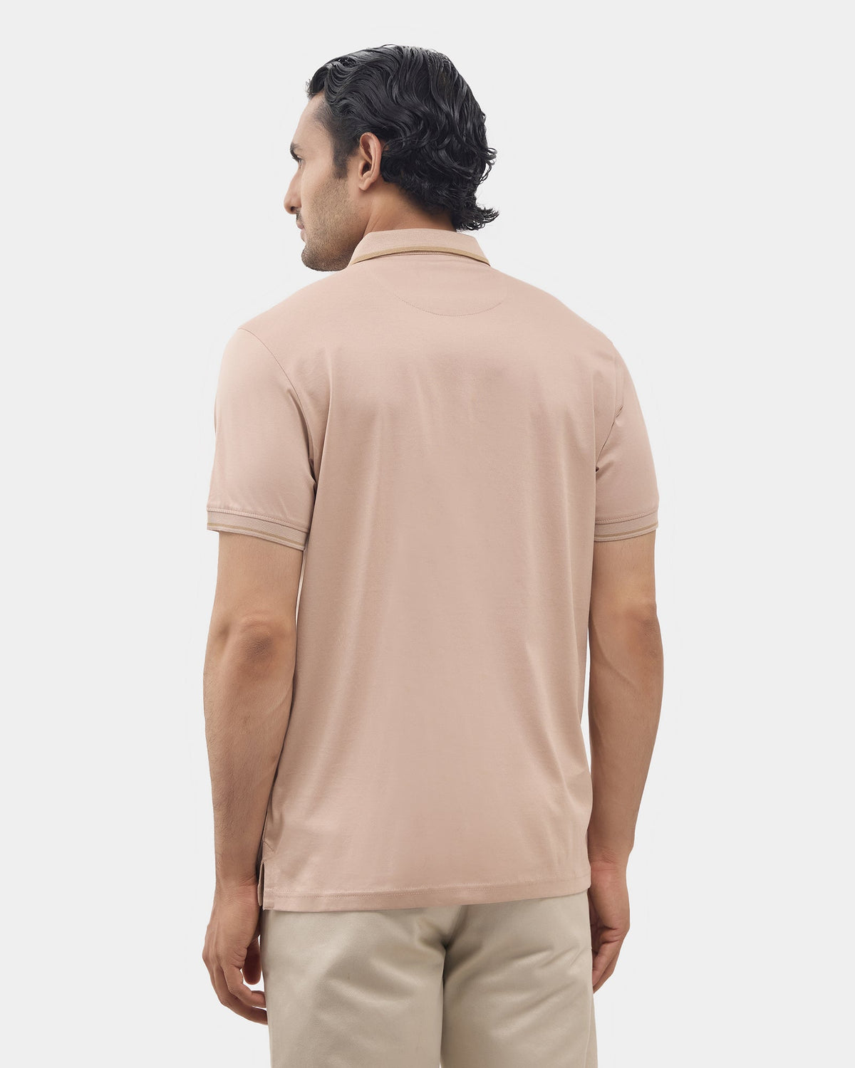 Mushroom Beige Solid Polo - Ae Ryun
