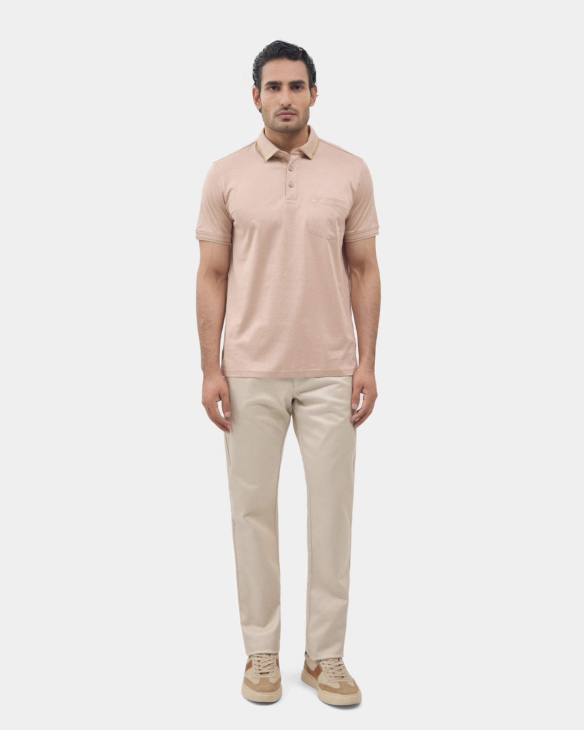 Mushroom Beige Solid Polo - Ae Ryun
