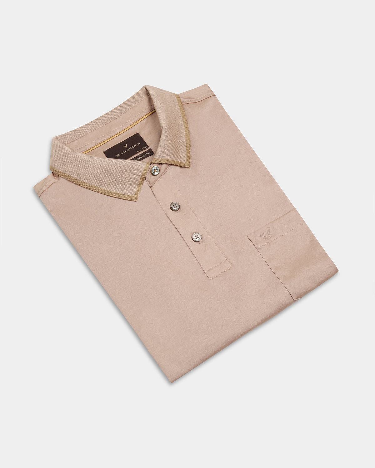 Mushroom Beige Solid Polo - Ae Ryun