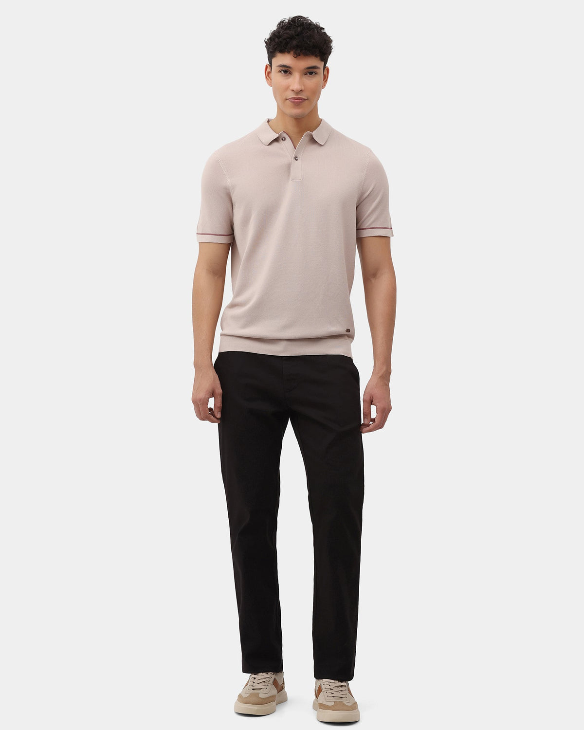 Mushroom Beige Solid Polo - Zoler
