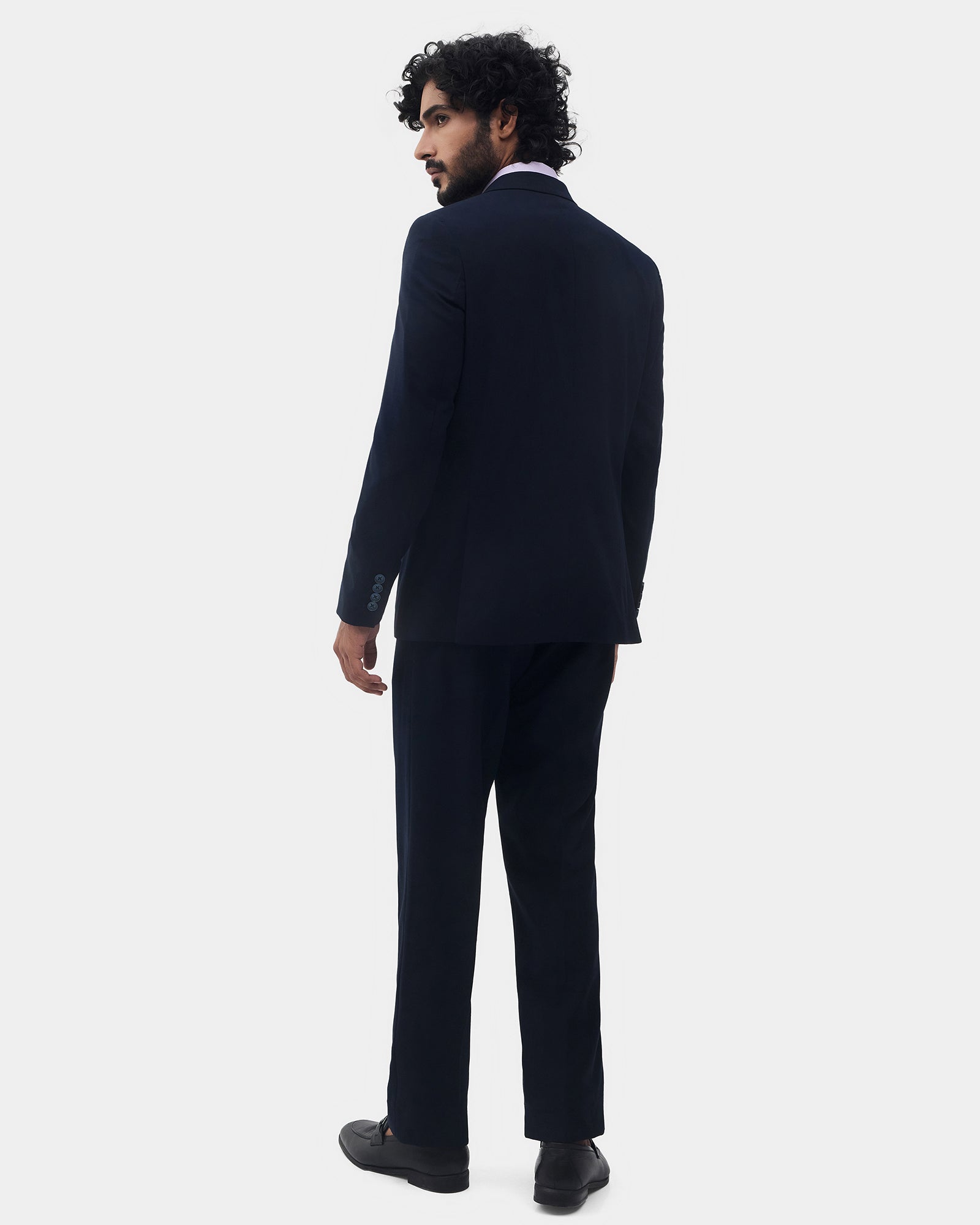 Navy Three Piece Check Suit - Rebel