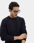 Navy Crew Neck Textured Sweater - Drool