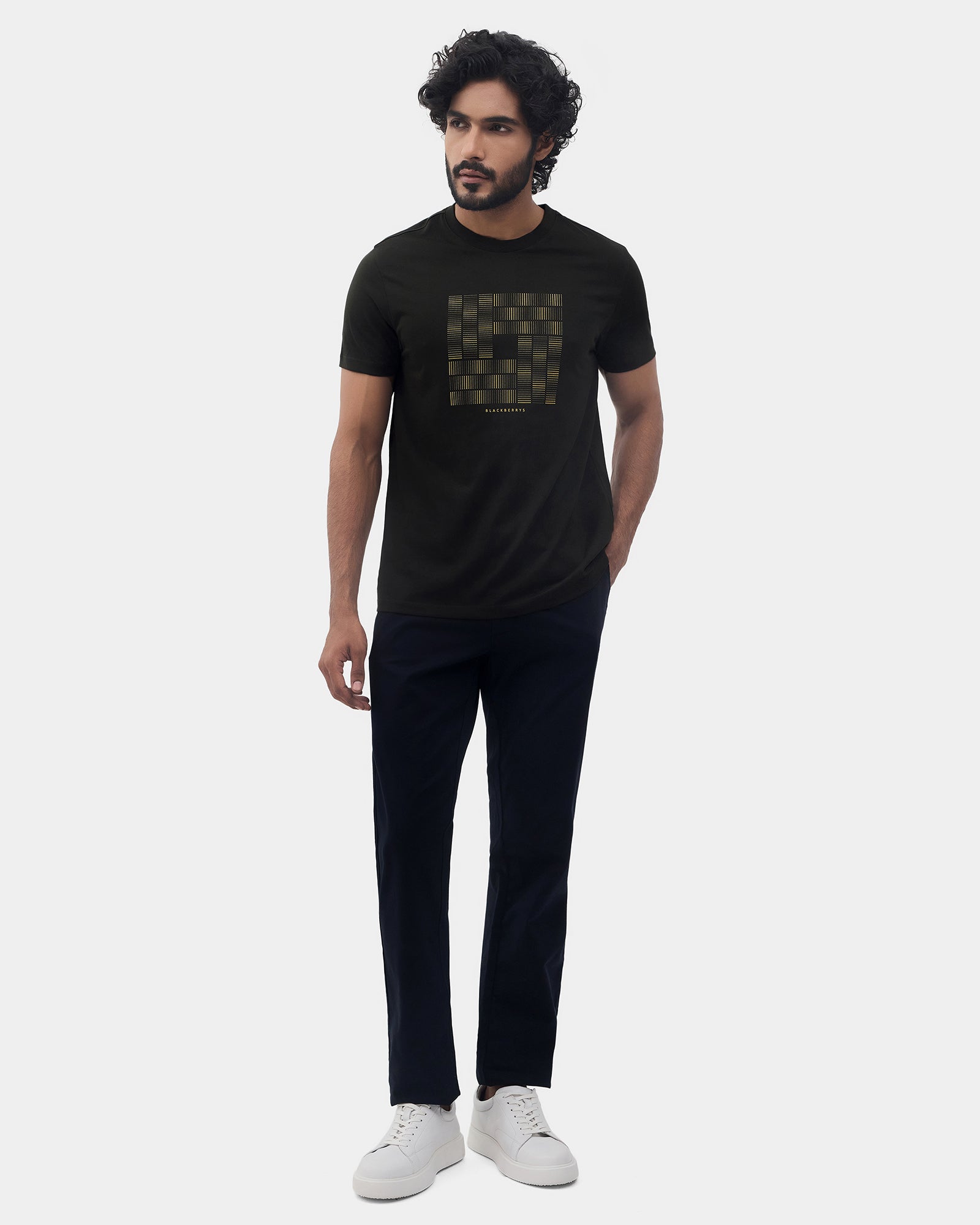 Navy Textured Khakis - Etna