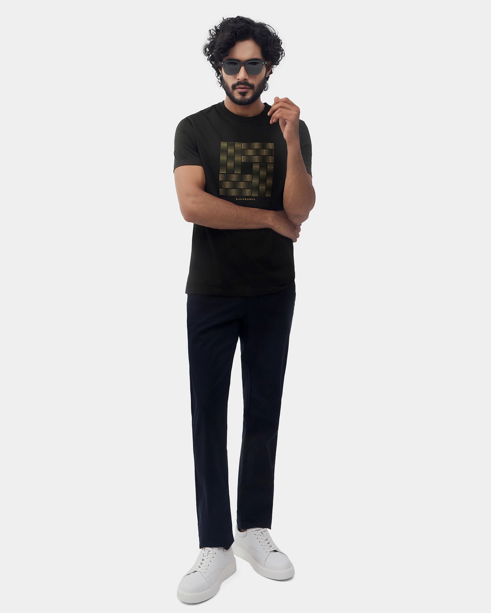 Navy Textured Khakis - Etna