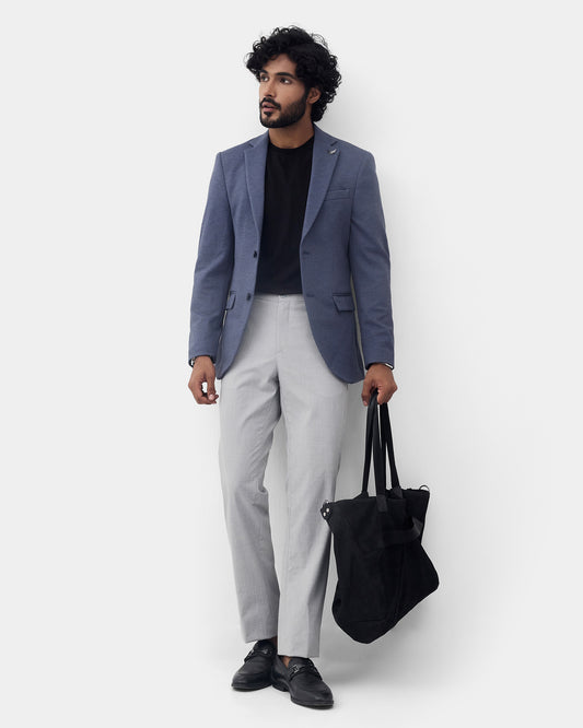 Navy Textured Blazer - Celebo