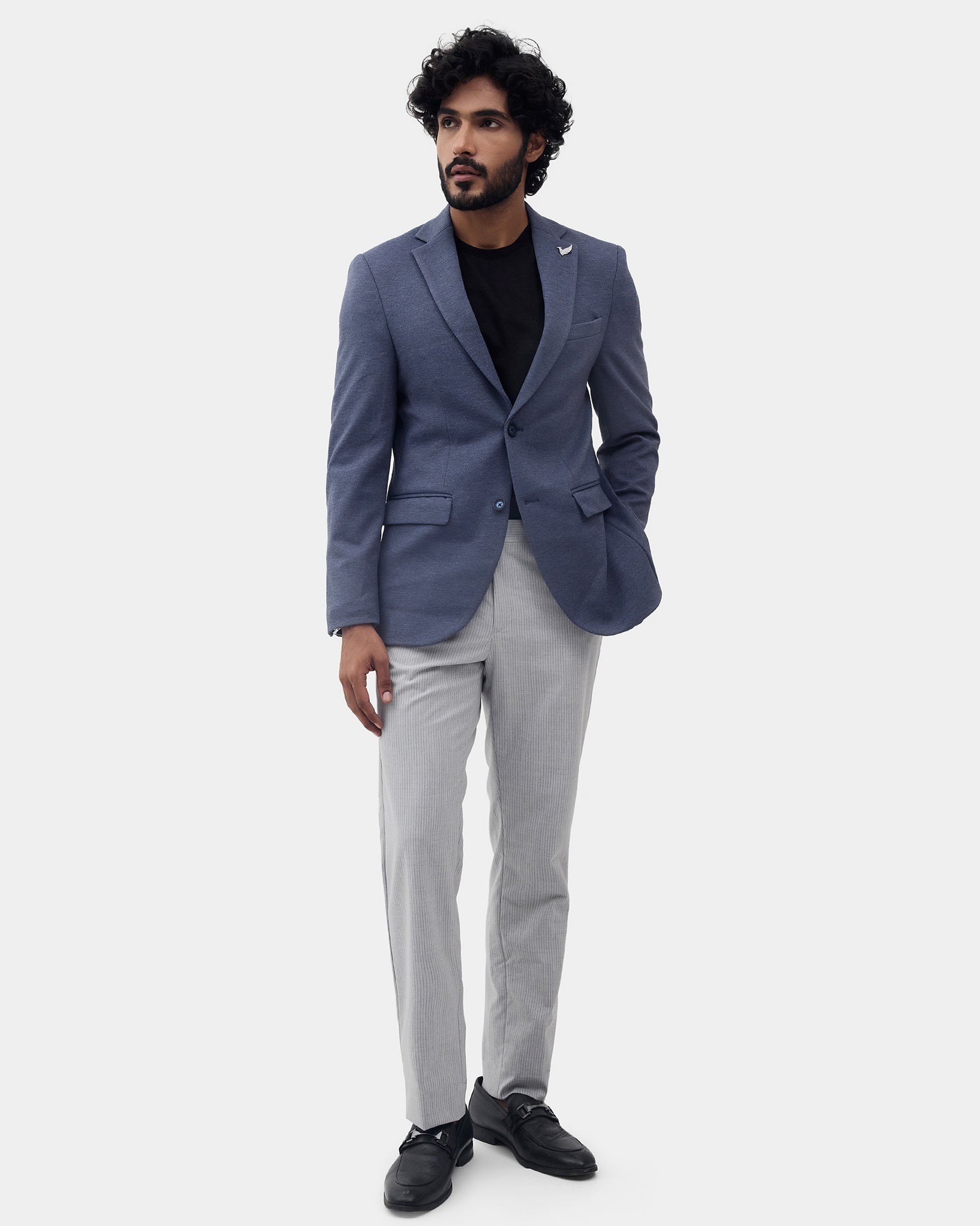 Navy Textured Blazer - Celebo
