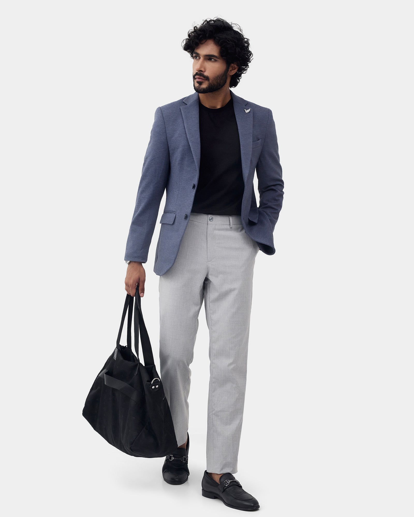 Navy Textured Blazer - Celebo