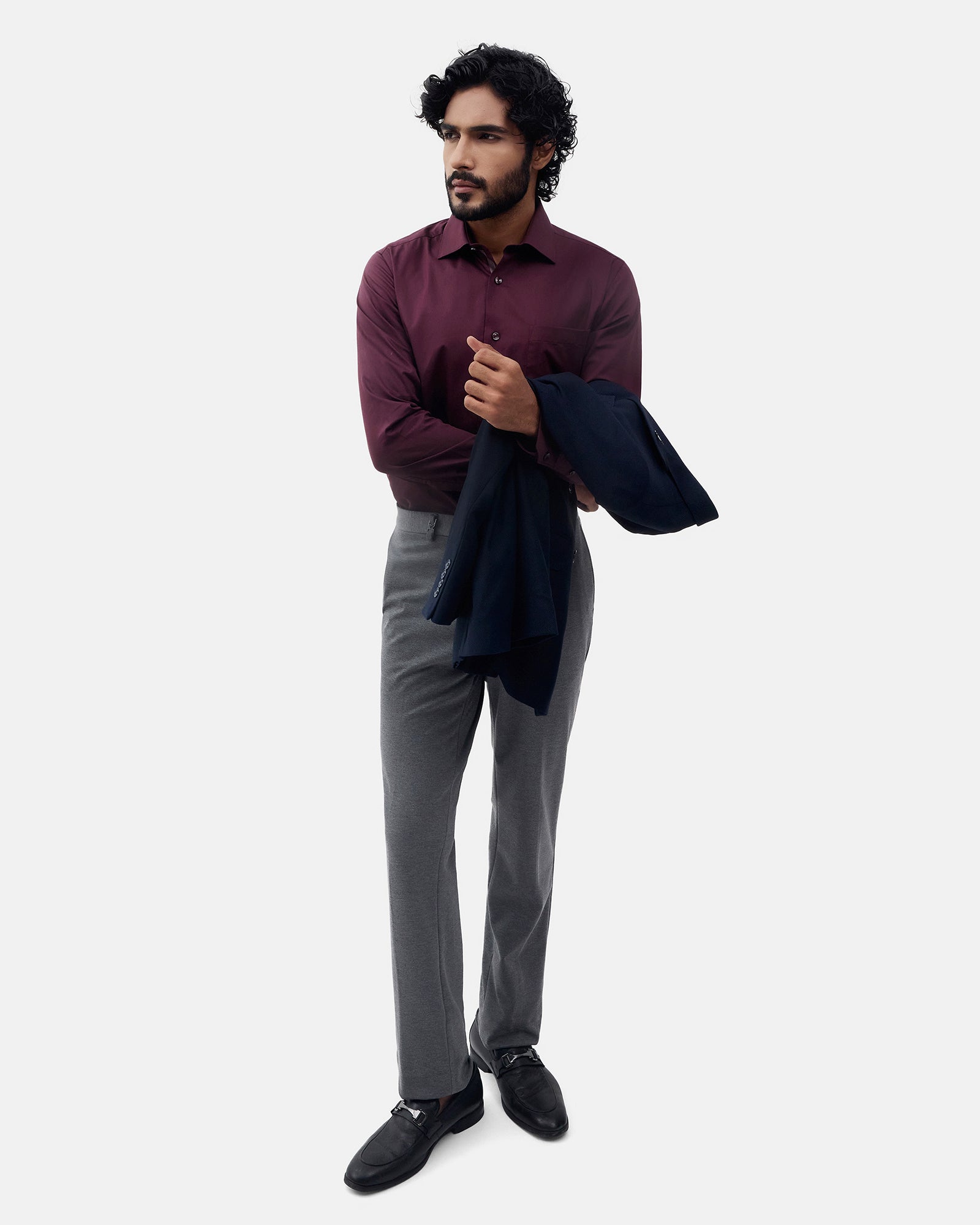 Navy Textured Blazer - Kefo