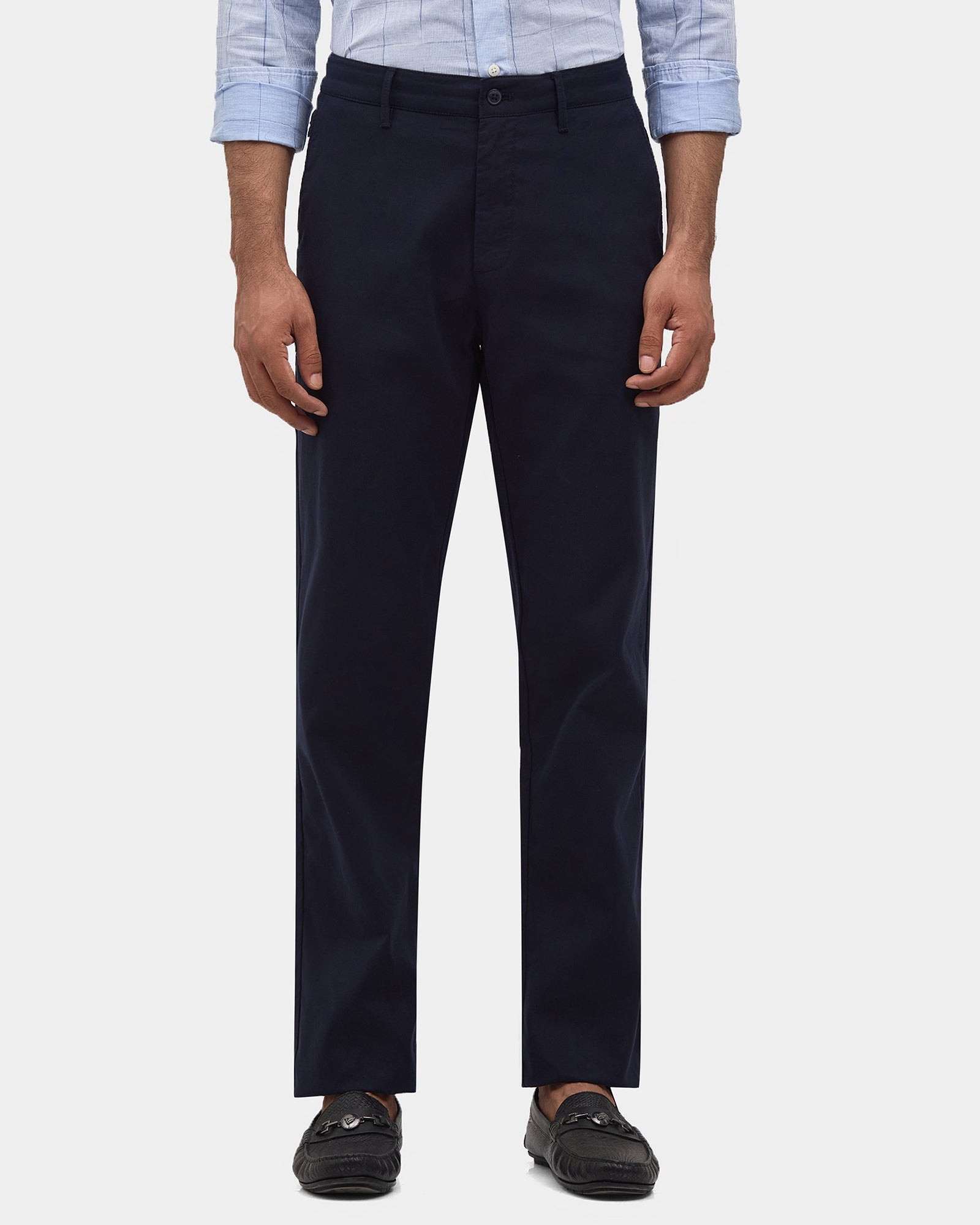 Navy Textured Khakis - Rosa