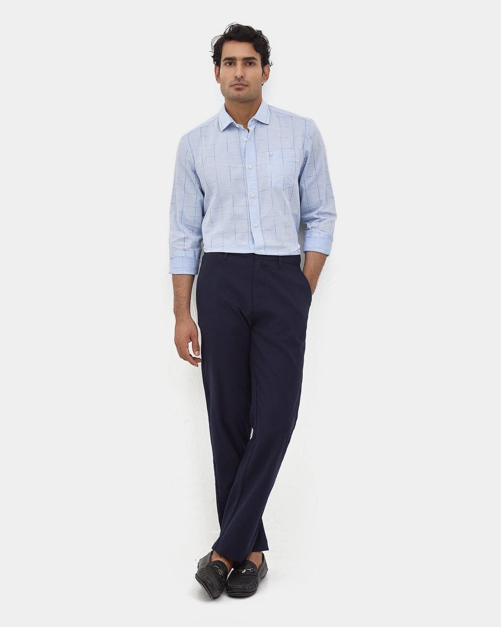 Navy Textured Khakis - Rosa