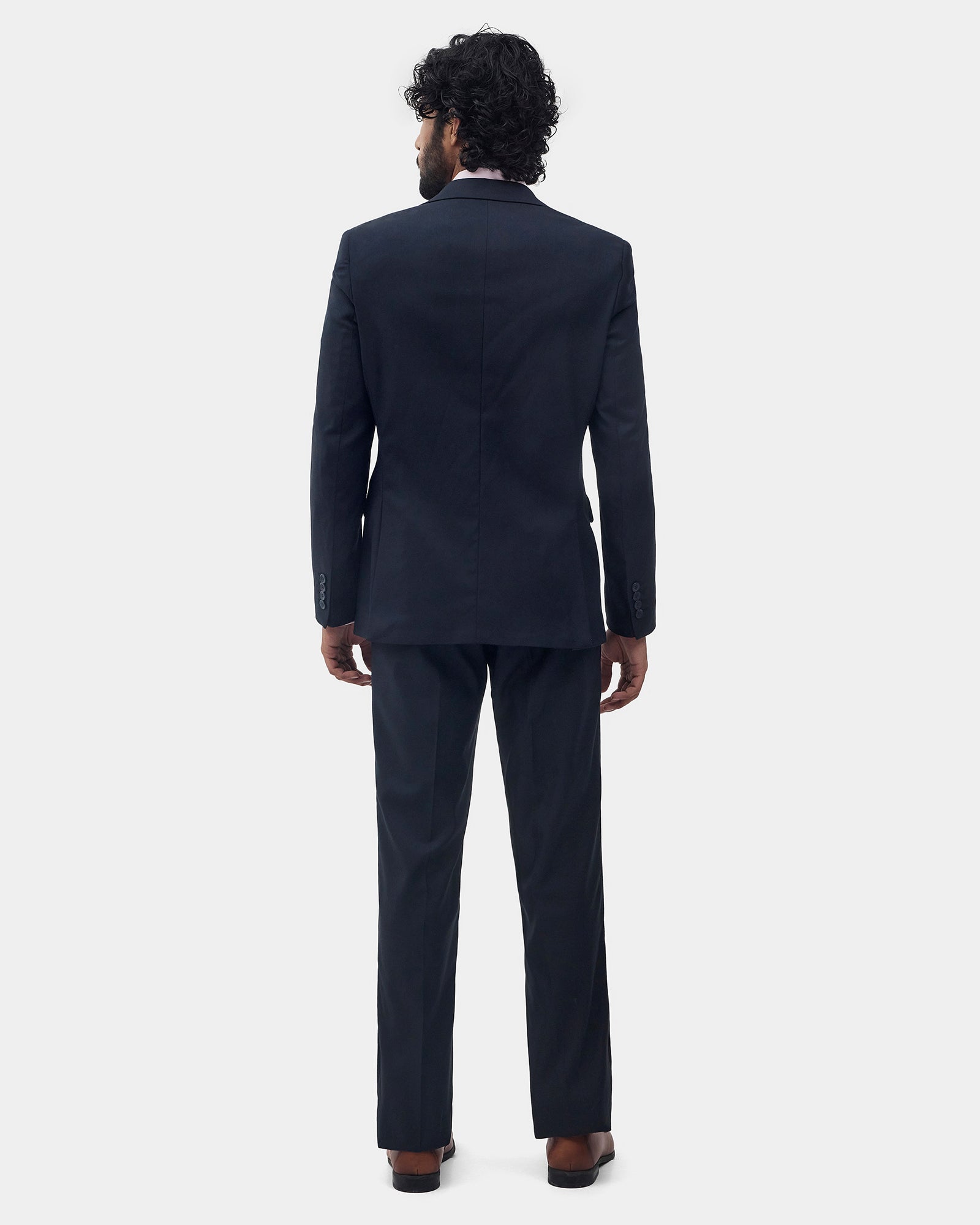 Navy Three Piece Textured Suit - Kobel
