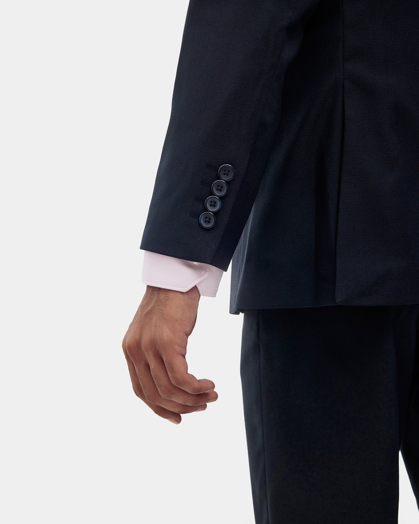 Navy Three Piece Textured Suit - Kobel