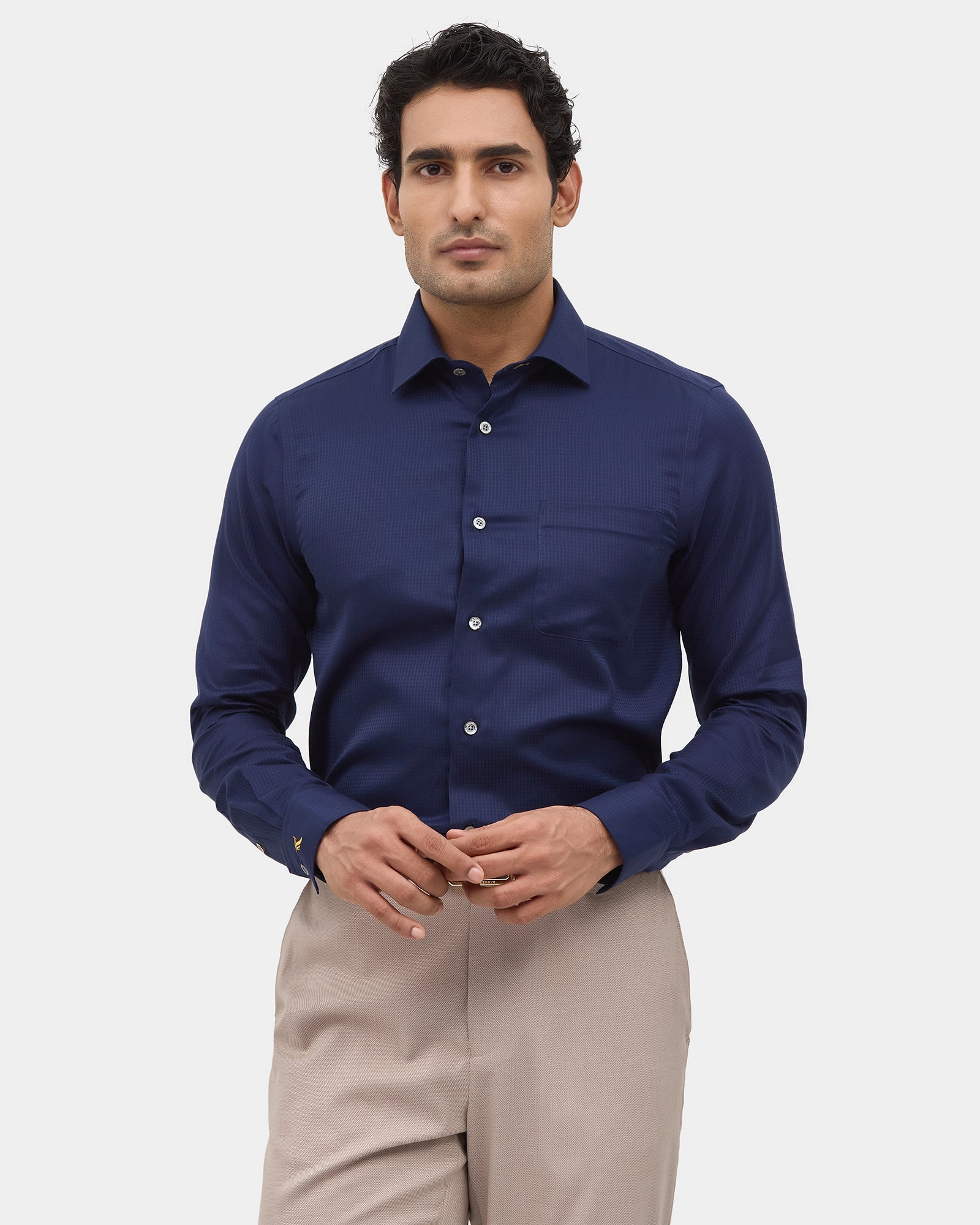 Navy Luxe Check Shirt - Omega