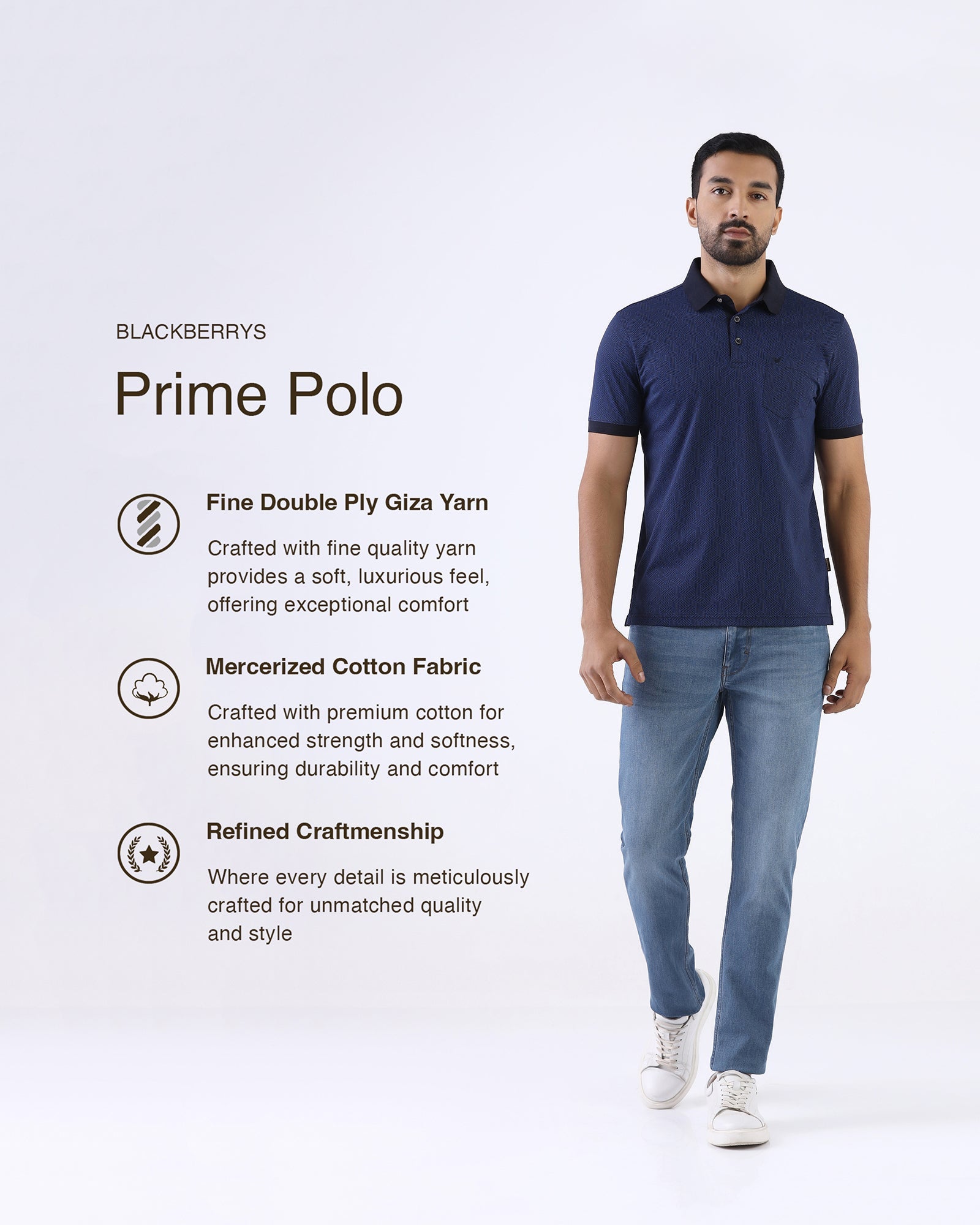 Navy Printed Polo - Sign