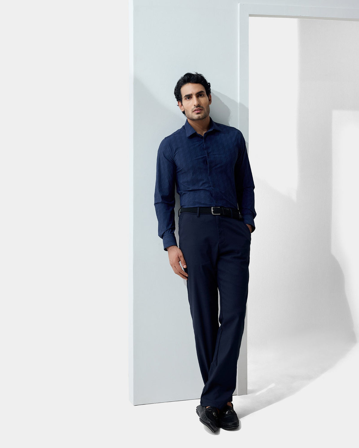 Navy Textured Shirt - Boltt