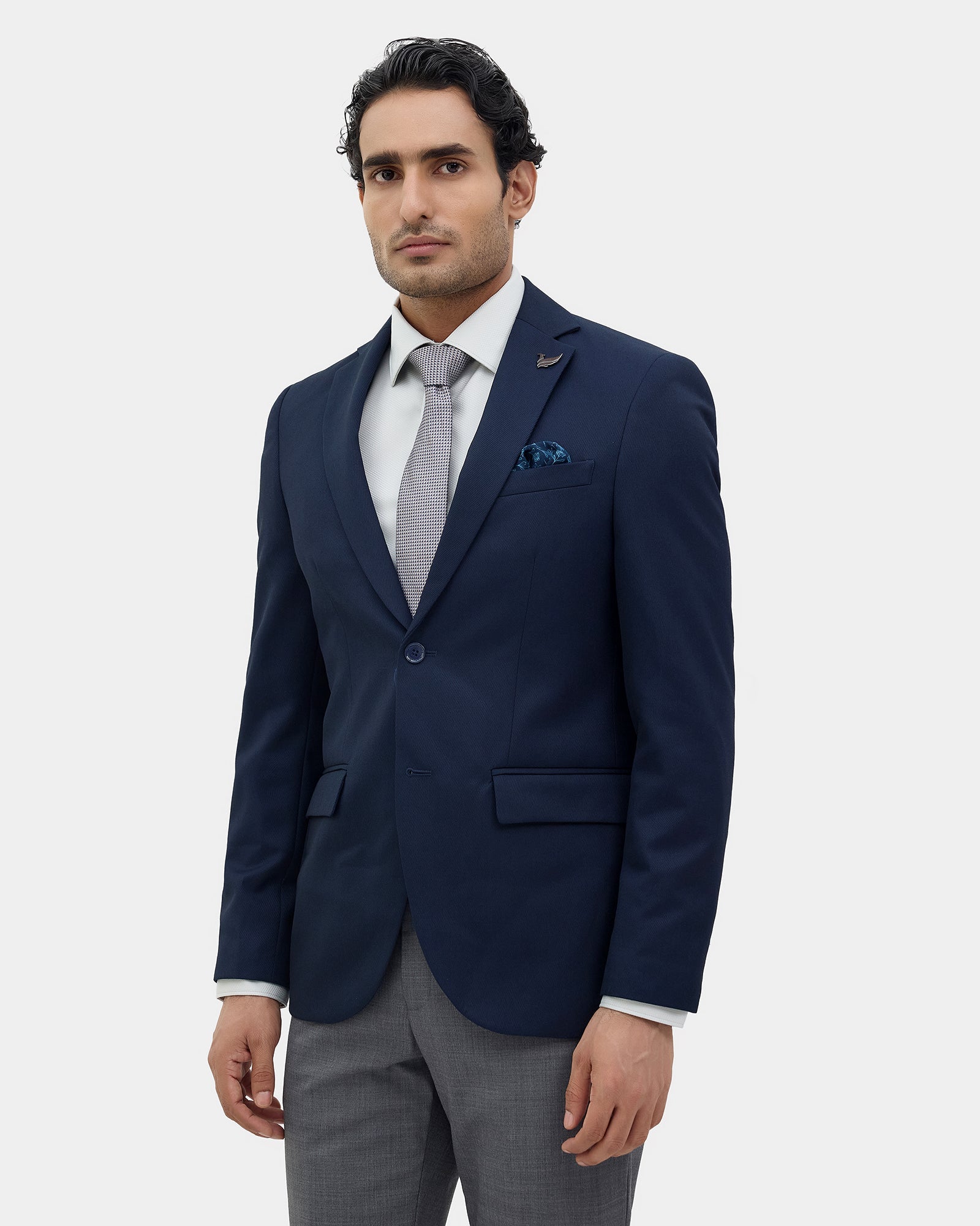 Navy Solid Blazer - Ferado