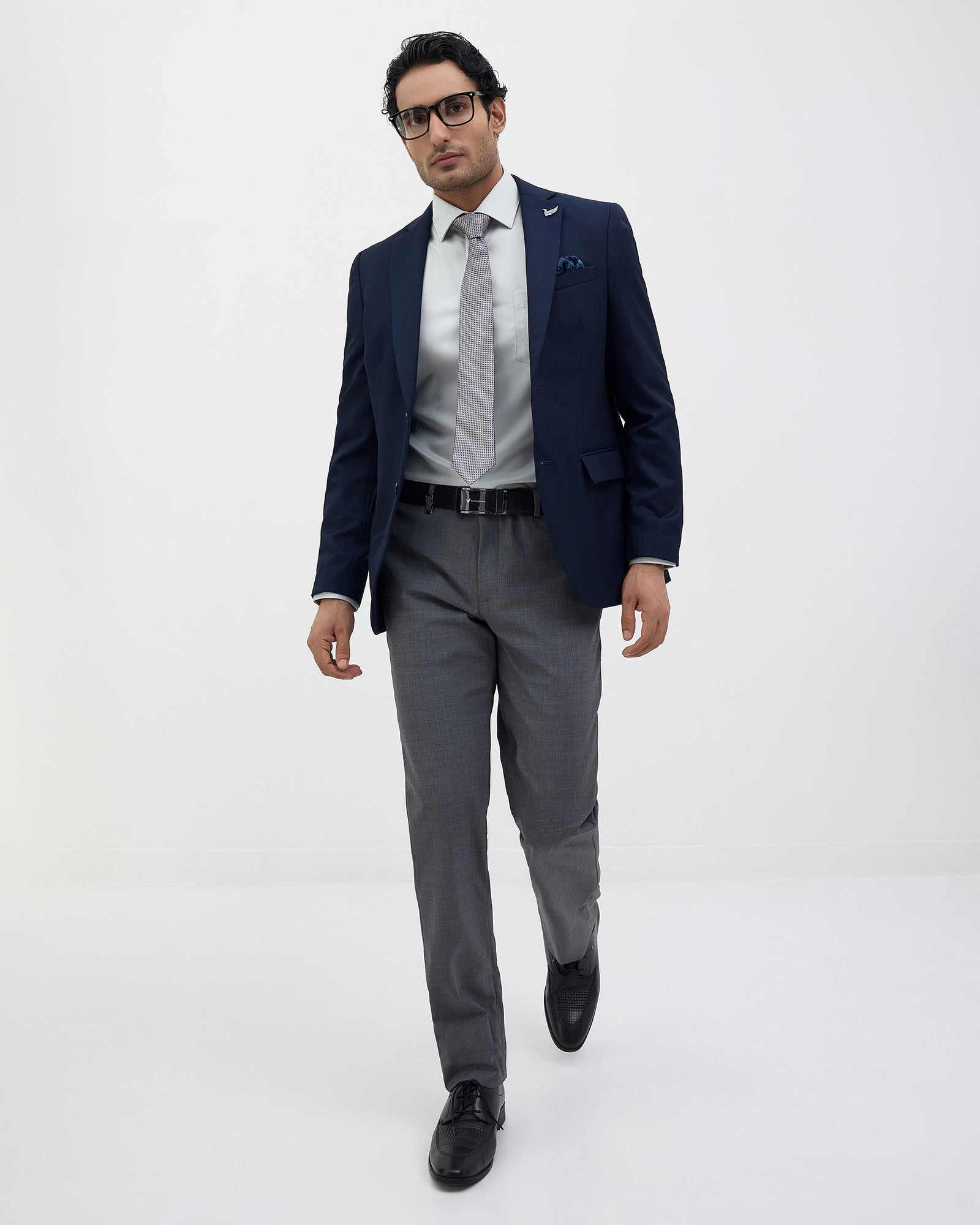 Navy Solid Blazer - Ferado