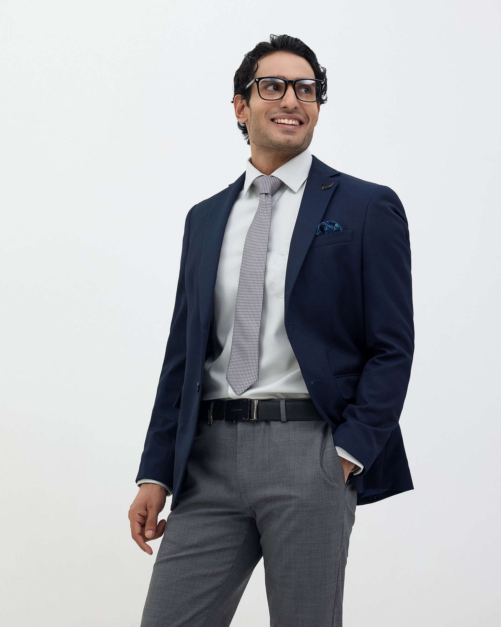 Navy Solid Blazer - Ferado
