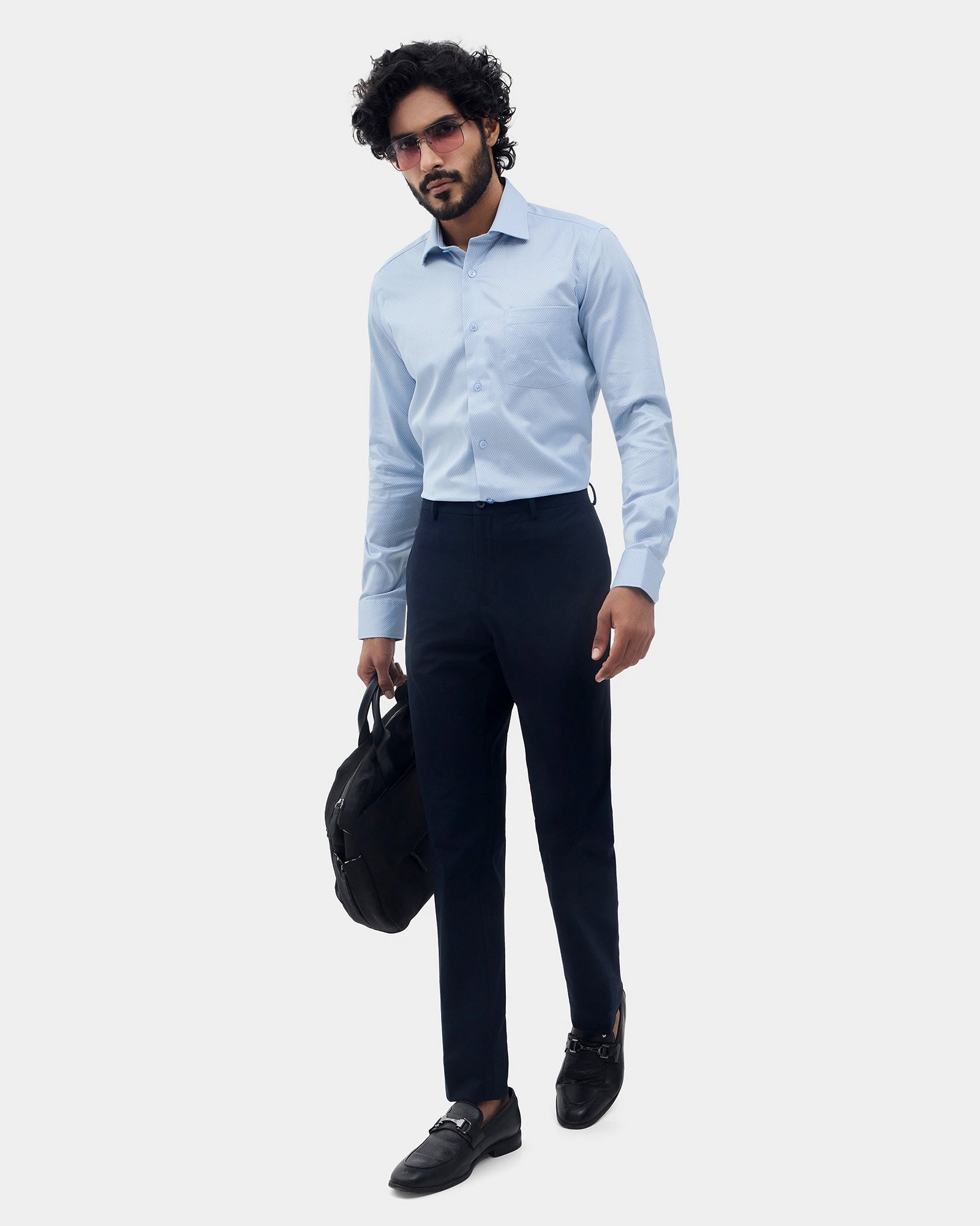 Navy Solid Formal Trouser - Travis