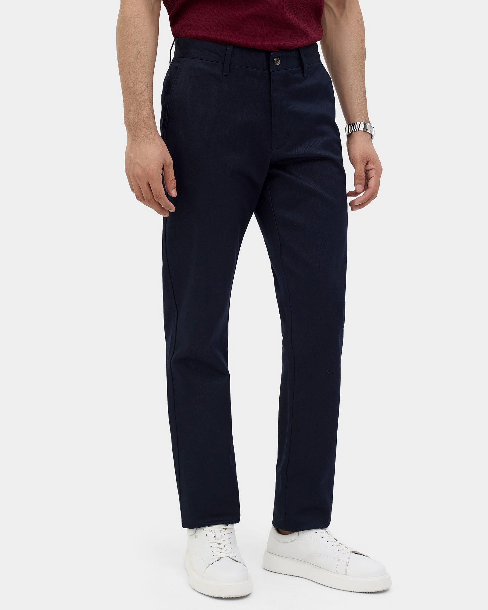 Navy Solid Khakis - Saga