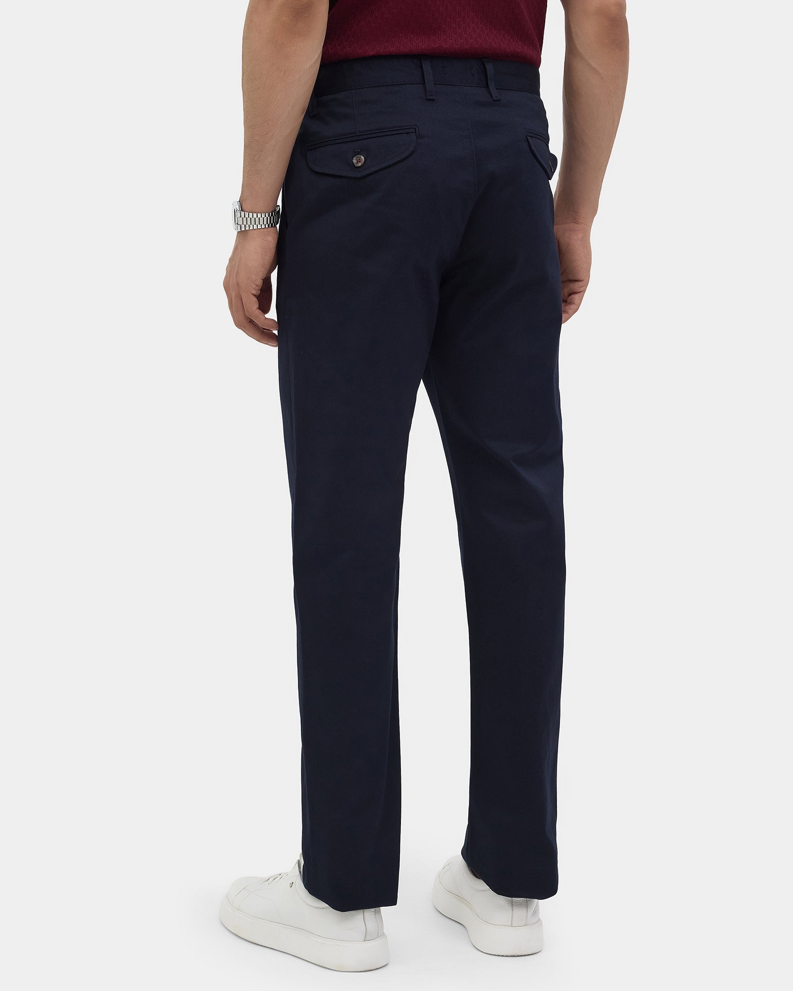 Navy Solid Khakis - Saga