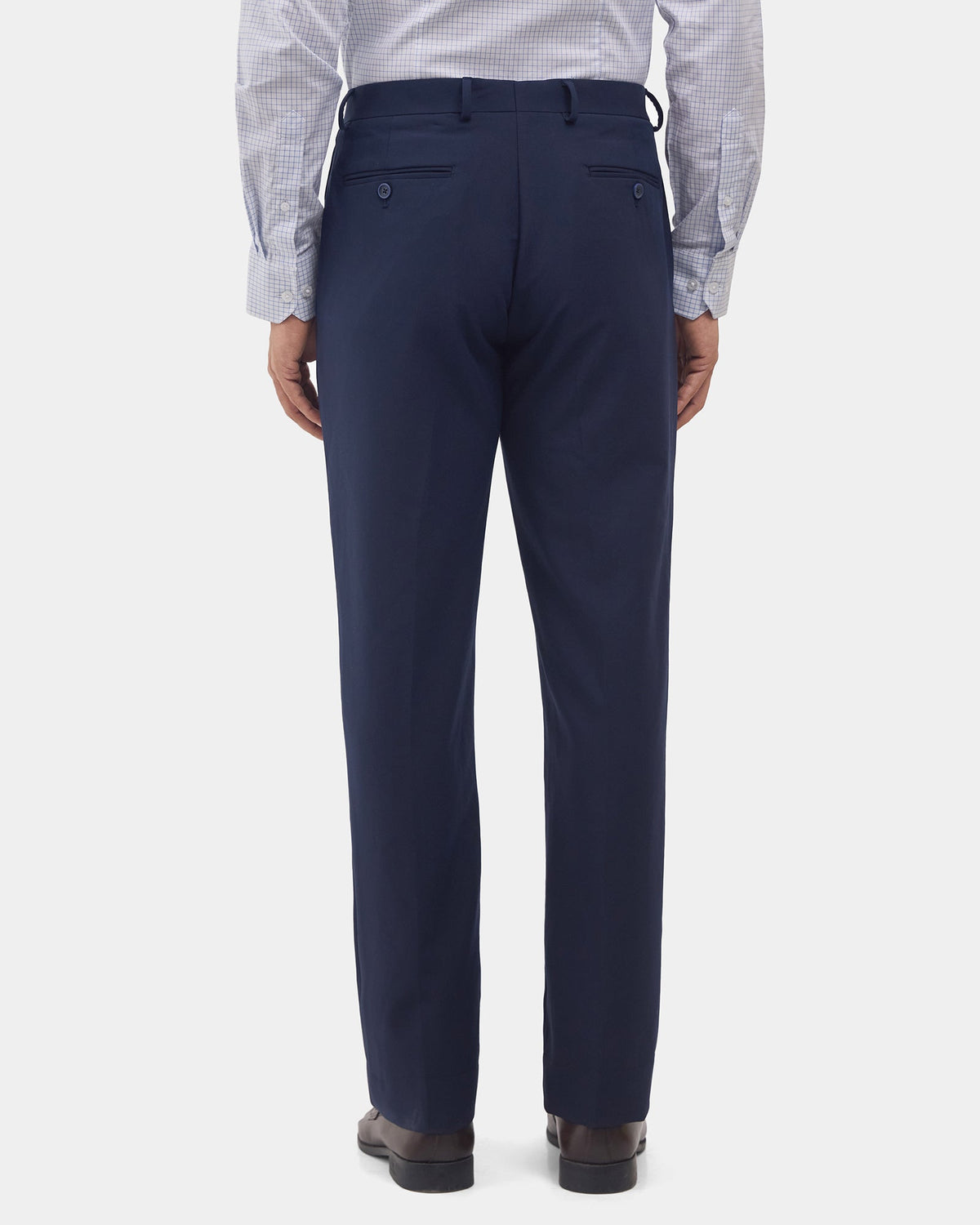 Navy Solid Trouser - Claret