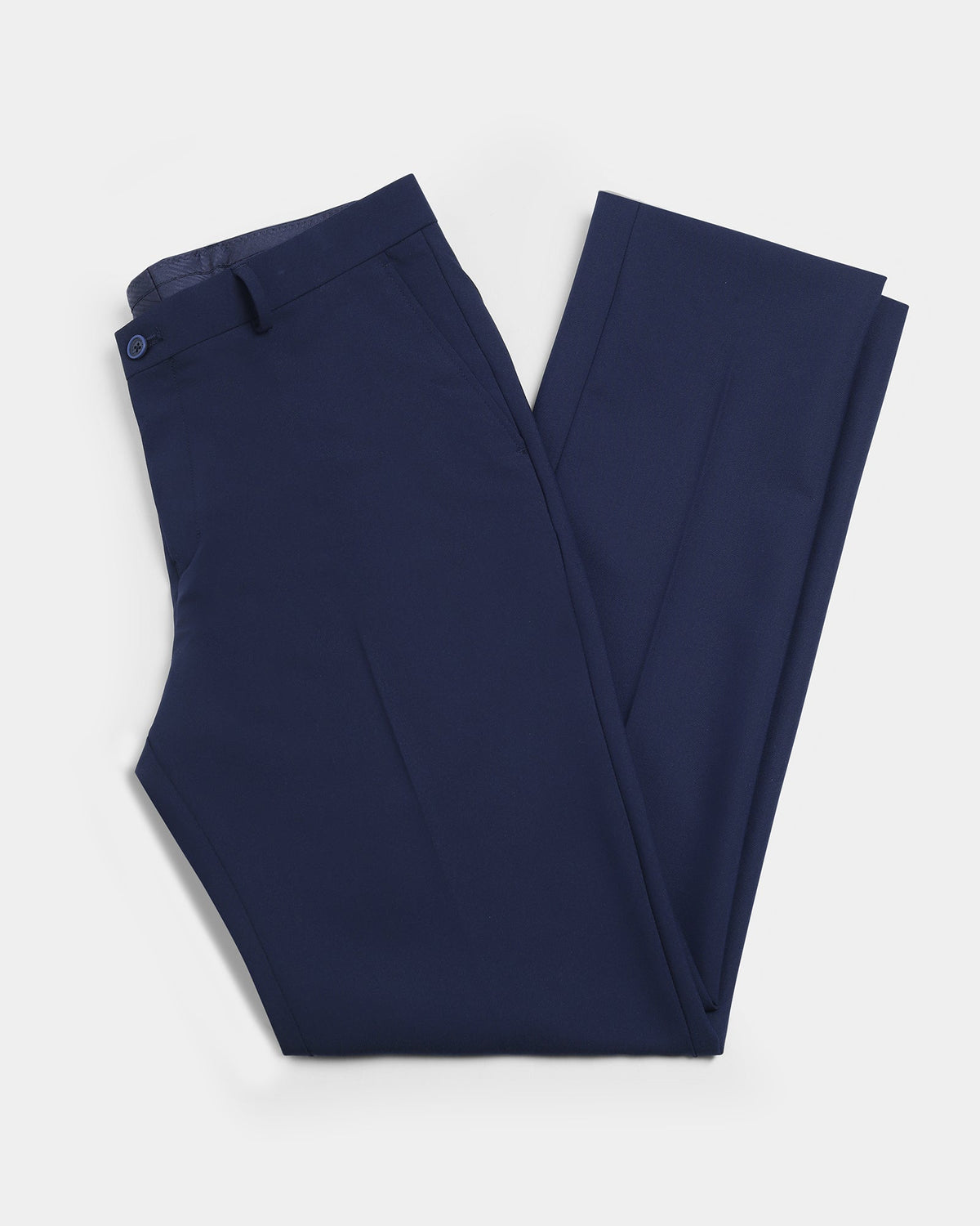 Navy Solid Trouser - Claret